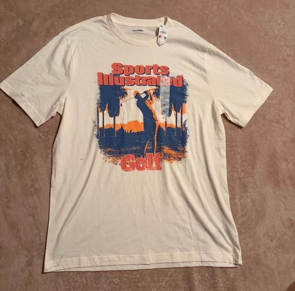 Old Navy Sports Illustrated Golf T-Shirt Size M Off White Graphic